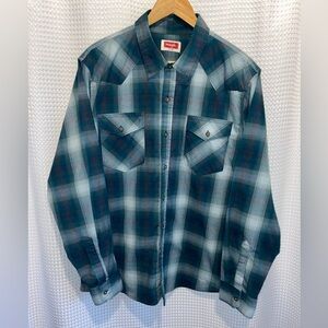 2/49$ Men’s Wrangler Poplin‎ Plaid Shirt size Large